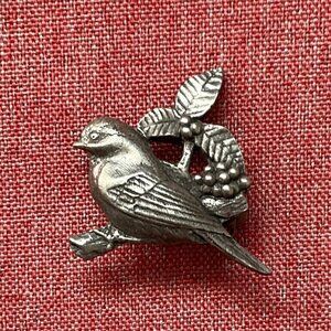 VINTAGE BIRDS & BLOOM 2002 BIRD PERCHED ON BRANCH  PEWTER